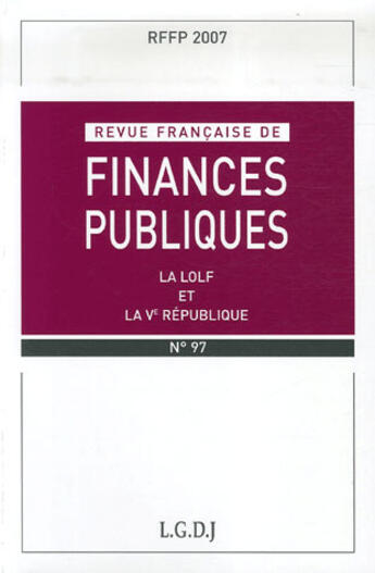 Couverture du livre « La lolf et la V république » de  aux éditions Lgdj