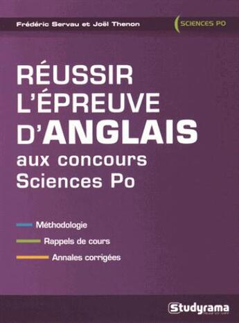 Couverture du livre « Réussir l'épreuve d'anglais aux concours sciences po » de Frederic Serveau aux éditions Studyrama