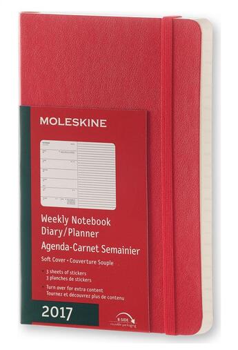 Couverture du livre « Agenda 2017 semainier carnet poche souple rouge » de  aux éditions Moleskine