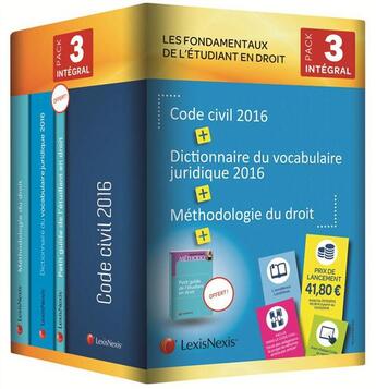 Couverture du livre « Pack étudiant n3 intégral ; code civil 2016 + méthodologie + dictionnaire + prime » de  aux éditions Lexisnexis