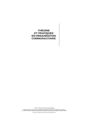 Couverture du livre « Théorie et pratiques en organisation communautaire » de Louis Favreau et Laval Doucet aux éditions Presses De L'universite Du Quebec