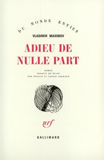 Couverture du livre « Adieu De Nulle Part » de Maximov Vladimi aux éditions Gallimard