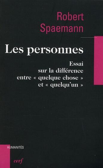 Couverture du livre « Les personnes ; essais sur la différence entre 