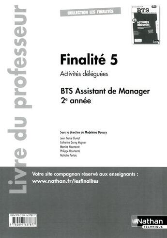 Couverture du livre « BTS 2ème année ; finalité 5 ; livre du professeur (édition 2015) » de Cluniat Jean-Pierre aux éditions Nathan