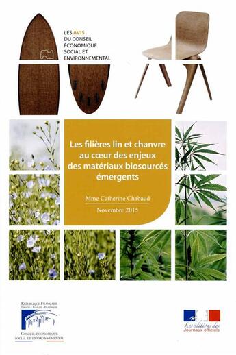 Couverture du livre « Les filières lin et chanvre au coeur des enjeux des matériaux biosourcés émergents » de Journaux Officiels aux éditions Direction Des Journaux Officiels