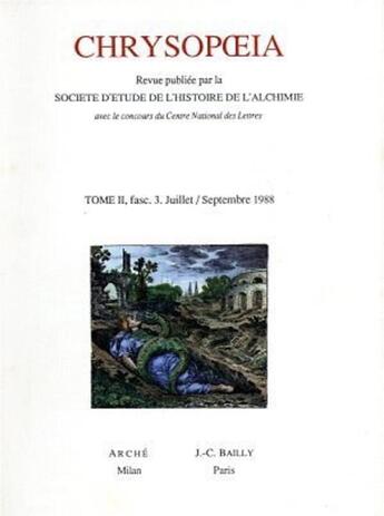 Couverture du livre « Chrysopoeia - tome 2 fasc. 3. juillet / septembre 1988 » de  aux éditions Gutemberg
