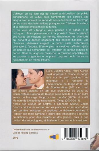 Couverture du livre « Dictionnaire du Tango et du Lunfardo : Cours de poésie du tango, » de Pedro Ochoa et Cecile Boucris aux éditions Cap De L'etang