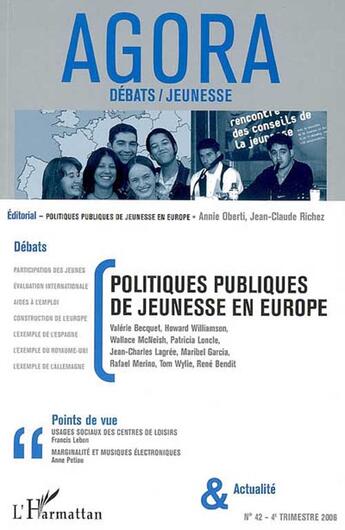 Couverture du livre « Politiques publiques de jeunesse en Europe » de  aux éditions L'harmattan