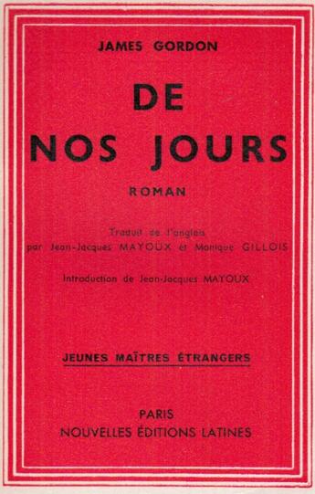 Couverture du livre « De nos jours » de James Gordon aux éditions Nel