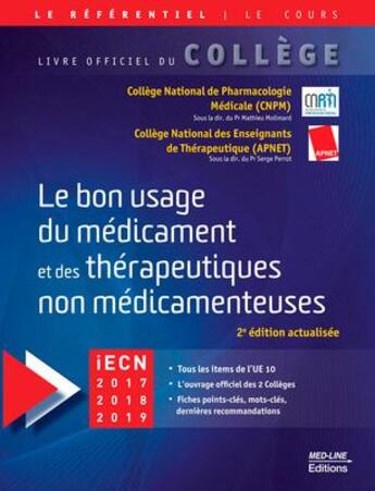 Couverture du livre « Le bon usage du médicament et des thérapeutiques non médicamenteuses (2e édition) » de  aux éditions Med-line