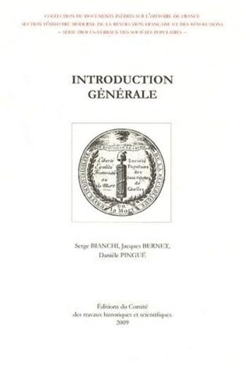 Couverture du livre « Introduction générale » de Jacques Bernet et Serge Blanchit aux éditions Cths Edition