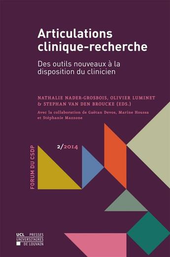 Couverture du livre « Articulations Clinique-Recherche Vol2 » de  aux éditions Pu De Louvain