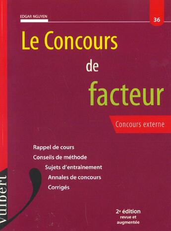 Couverture du livre « Le Concours De Facteur N.36 ; 2e Edition » de N'Guyen aux éditions Vuibert