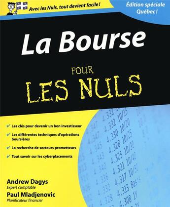 Couverture du livre « La bourse pour les nuls » de Andrews Dagys aux éditions First