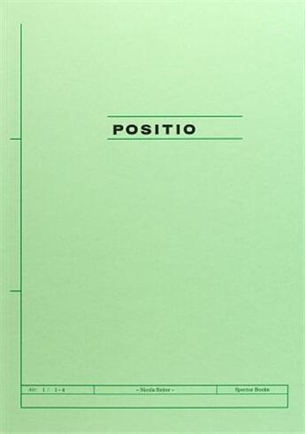 Couverture du livre « Nicola reiter positio /allemand » de Reiter Nicola aux éditions Spector Books