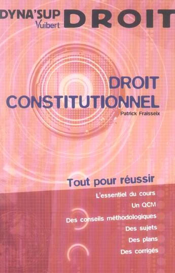 Couverture du livre « Droit constitutionnel » de Patrick Fraisseix aux éditions Vuibert