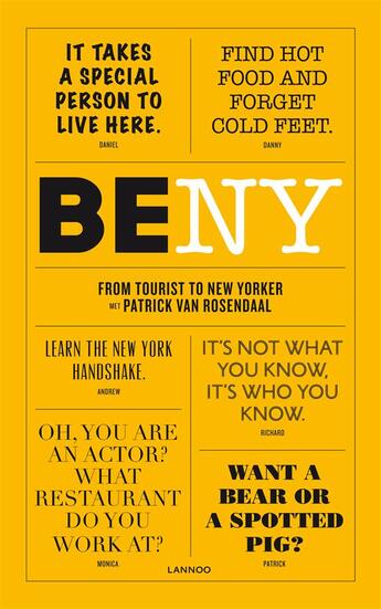 Couverture du livre « Be NY » de Patrick Van Roosendaal aux éditions Lannoo