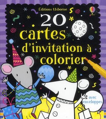 Couverture du livre « 20 cartes d'invitation a colorier » de Candice Whatmore aux éditions Usborne