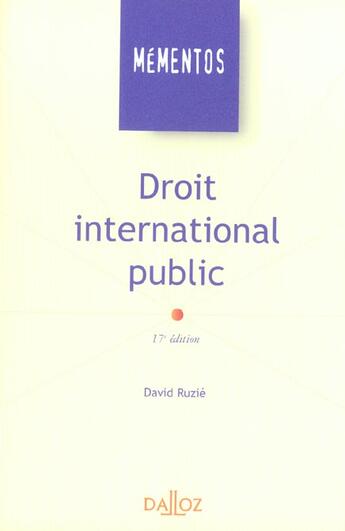 Couverture du livre « Droit International Public » de David Ruzie aux éditions Dalloz