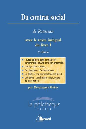 Couverture du livre « Du contrat social (2e édition) » de Dominique Weber aux éditions Breal