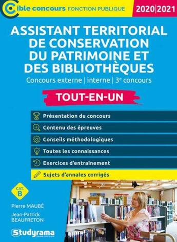 Couverture du livre « Assistant territorial de conservation du patrimoine et des bibliotheques » de Pierre Maube aux éditions Studyrama