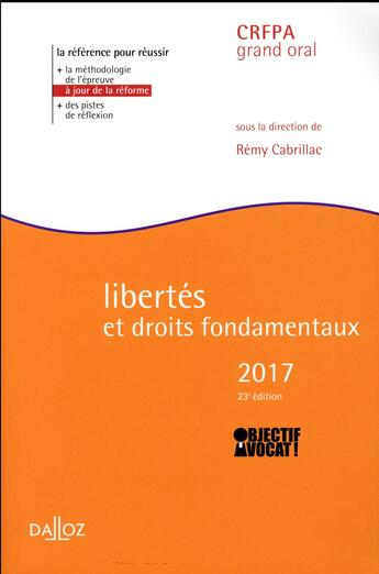 Couverture du livre « Libertés et droits fondamentaux (édition 2017) » de Remy Cabrillac aux éditions Dalloz