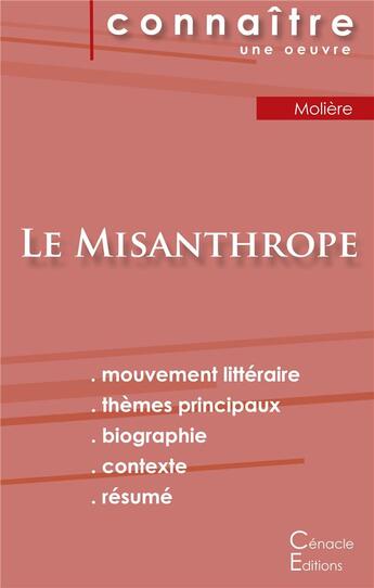 Couverture du livre « Le misanthrope, de Molière » de  aux éditions Editions Du Cenacle