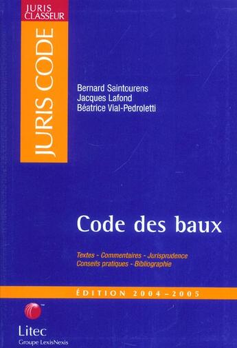 Couverture du livre « Code des baux 2003 » de Lafond aux éditions Lexisnexis
