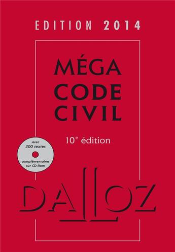 Couverture du livre « Méga code civil (édition 2014) » de  aux éditions Dalloz