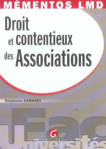 Couverture du livre « Droit et contencieux des associations » de Damarey S. aux éditions Gualino