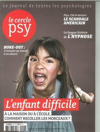 Couverture du livre « Le cercle psy n 20 les enfants difficiles mars 2016 » de  aux éditions Sciences Humaines