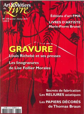 Couverture du livre « Art et metiers du livre n 330 gravure - janvier/fevrier 2019 » de  aux éditions Art Et Metiers Du Livre