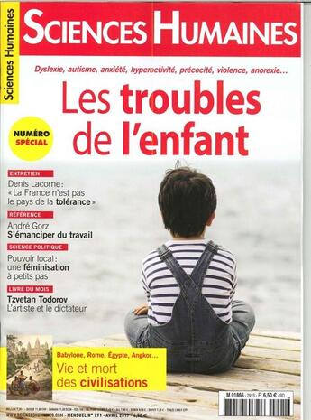 Couverture du livre « Sciences humaines n 291 les troubles de l enfant avril 2017 » de  aux éditions Sciences Humaines