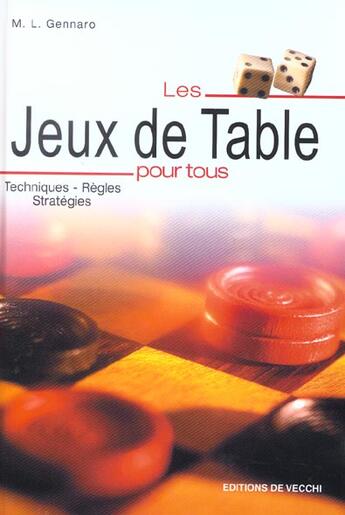 Couverture du livre « Jeux de table pour tous (les) » de Gennaro aux éditions De Vecchi