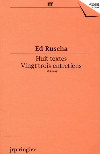 Couverture du livre « Huit textes vingt-trois entretiens ; 1965-2009 » de  aux éditions Jrp / Ringier