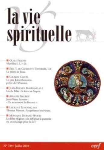 Couverture du livre « La vie spirituelle n 789 » de  aux éditions Cerf