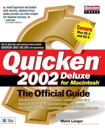 Couverture du livre « Quicken 2002 deluxe for macintosh - the official guide » de Maria Langer aux éditions Mcgraw-hill Education