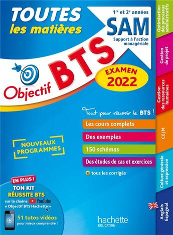 Couverture du livre « Objectif BTS ; toutes les matières ; SAM 1re et 2e années (édition 2022) » de Bruno Bonnefous et Anne Christine Dray et Florence Fournier et Delphine Roberjot Duthion et David Leccia aux éditions Hachette Education