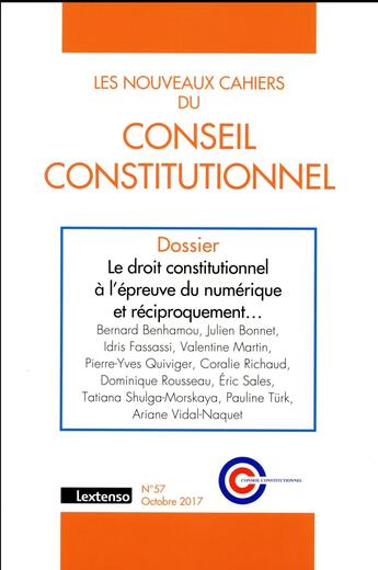 Couverture du livre « Les nouveaux cahiers du conseil constitutionnel n 57 2017 » de  aux éditions Lgdj