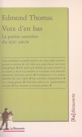 Couverture du livre « Voix d'en bas » de Edmond Thomas aux éditions La Decouverte