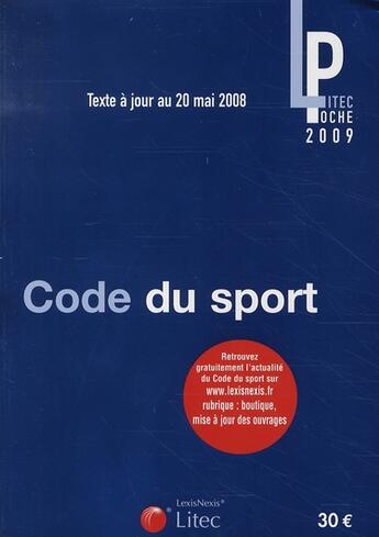 Couverture du livre « Code des sports » de Fabrice Rizzo aux éditions Lexisnexis