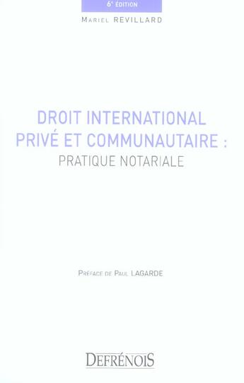 Couverture du livre « Droit international prive et pratique nationale, 6eme edition » de Mariel Revillard aux éditions Defrenois