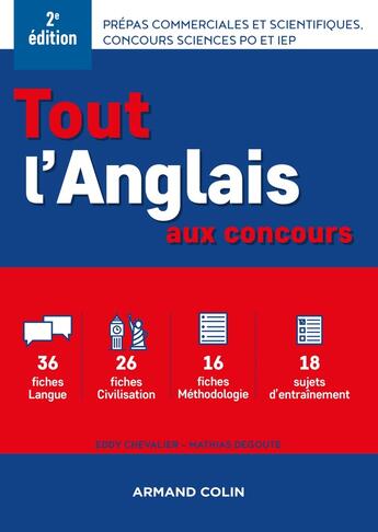 Couverture du livre « Tout l'anglais aux concours ; prépas commerciales et scientifiques, concours sciences po et IEP (2e édition) » de Eddy Chevalier et Mathias Degoute aux éditions Armand Colin