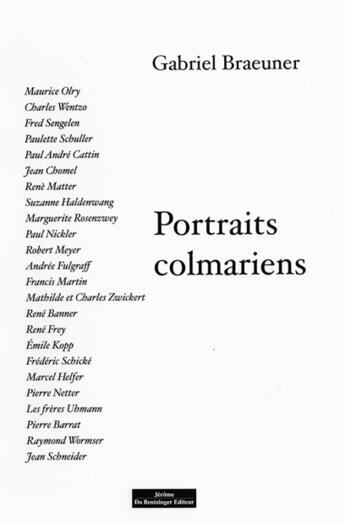 Couverture du livre « Portraits colmariens » de Gabriel Braeuner aux éditions Do Bentzinger