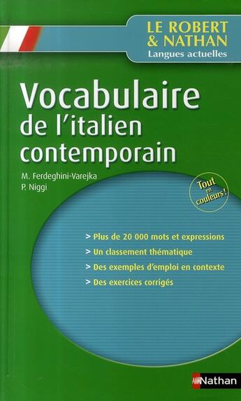 Couverture du livre « Vocabulaire de l'italien contemporain » de Niggi aux éditions Nathan