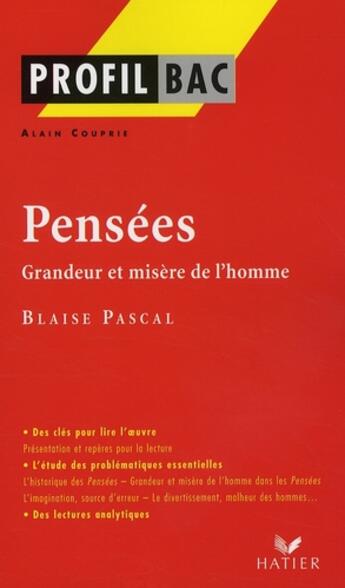 Couverture du livre « Pensées, de Blaise Pascal » de Alain Couprie aux éditions Hatier