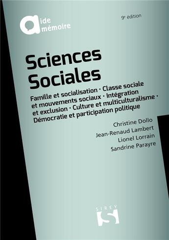 Couverture du livre « Sciences sociales (9e édition) » de Jacques Gervasoni et Christine Dollo et Jean-Renaud Lambert et Sandrine Parayre aux éditions Sirey