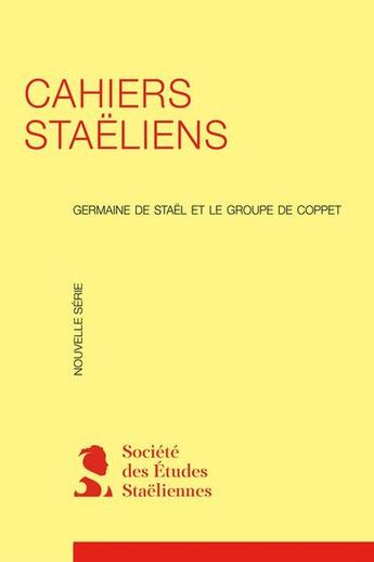 Couverture du livre « Cahiers staeliens 1965, n 3 - varia » de  aux éditions Classiques Garnier