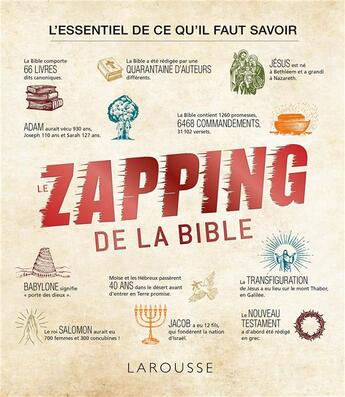 Couverture du livre « Le zapping de la Bible ; l'essentiel de ce qu'il faut savoir » de Eric Denimal aux éditions Larousse