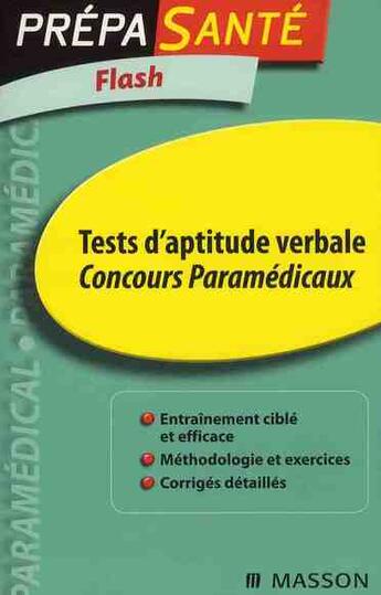 Couverture du livre « Tests d'aptitude verbale ; concours paramédical (5e édition) » de Vasseur-M aux éditions Elsevier-masson